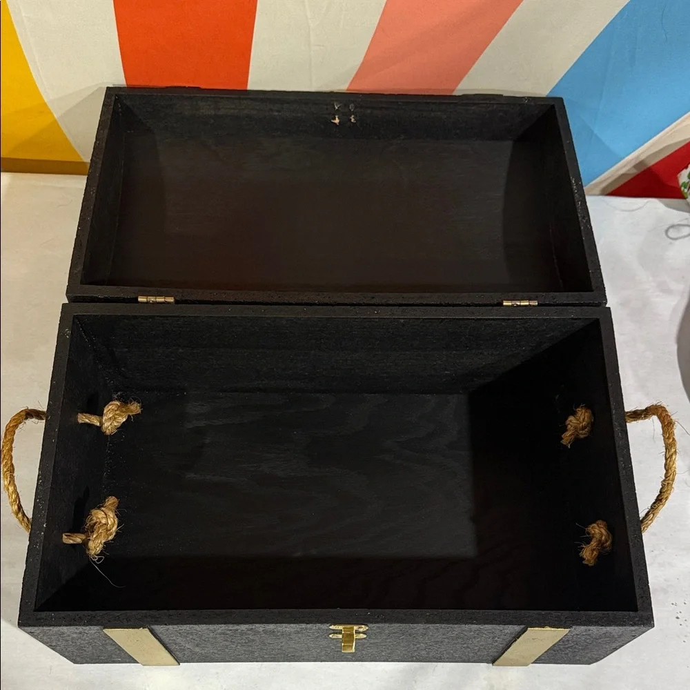 Black and Gold Decorative Storage Chest - Home Organizer